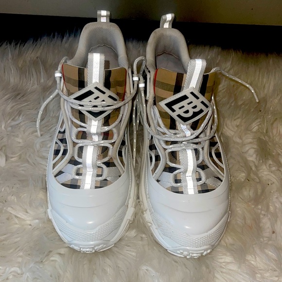 Burberry - Arthur Vintage Check Cotton & Leather Chunky Sneakers - Picture 1 of 11
